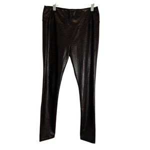 7 for all Man Kind Faux Crocodile Print Leather Pull On Leggings Womens Size L